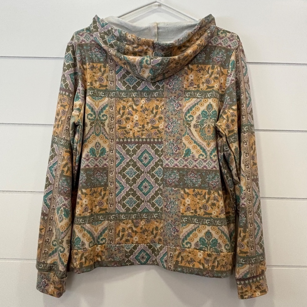 HS Idol lightweight multi colour patterned hoodie with front pocket size LG - Picture 2 of 15